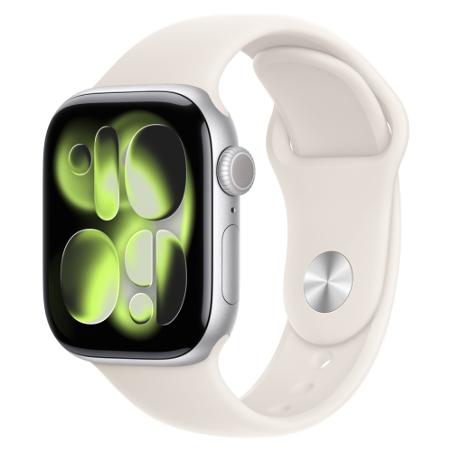 Apple Watch Series 11, 46 мм корпус из алюминия цвета «Silver», ремешок Sport Band размера M/L цвета «Light Blush»