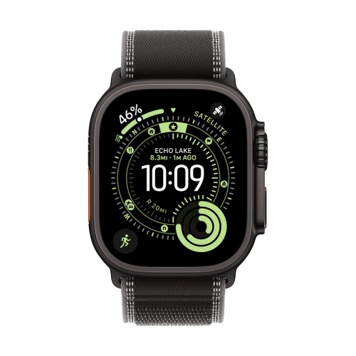 Apple Watch Ultra 3 (2025), 49 мм корпус из титана цвета «Black», ремешок Trail Loop размера M/L цвета «Black/Charcoal»