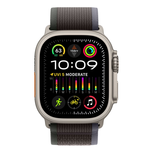 Apple Watch Ultra 2 (2023), 49 мм корпус из титана цвета «Natural», ремешок Trail Loop размера S/M цвета «Blue/Black»