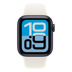 Apple Watch SE 3 (2025), 44 мм корпус из алюминия цвета «Midnight», ремешок Sport Band размера M/L цвета «Starlight»