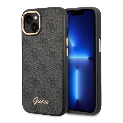 Чехол Guess для iPhone 14 CG Mobile PU 4G Script metal logo Hard (GUHCP14SHG4SHK) Черный купить в Донецке ДНР