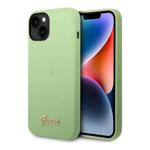 Чехол Guess для iPhone 14 CG Mobile Liquid silicone Gold metal logo Hard (GUHCP14SSLSMN) Зеленый купить в Донецке ДНР