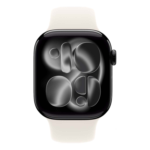 Apple Watch Series 11, 46 мм корпус из алюминия цвета «Jet Black», ремешок Sport Band размера M/L цвета «Light Blush»