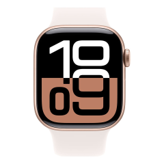 Apple Watch Series 10, 42 мм корпус из алюминия цвета «Rose Gold», ремешок Sport Band размера M/L цвета «Light Blush»