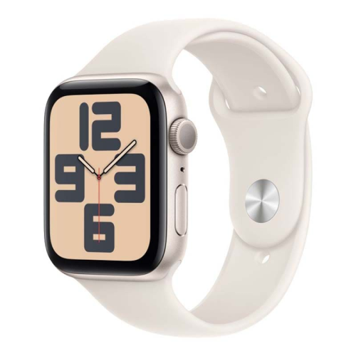 Apple Watch SE (2024), 44 мм корпус из алюминия цвета «Starlight», ремешок Sport Band размера S/M цвета «Starlight»
