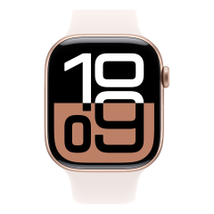 Apple Watch Series 10, 46 мм корпус из алюминия цвета «Rose Gold», ремешок Sport Band размера M/L цвета «Light Blush»