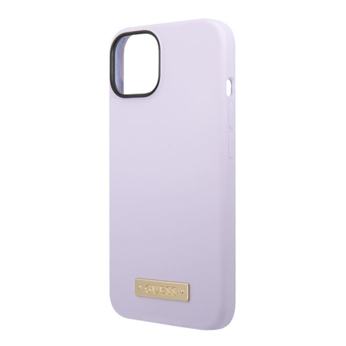 Чехол Guess для iPhone 14 с Magsafe CG Mobile Liquid silicone Plate metal logo Hard (GUHMP14SSBPLU) Сиреневый купить в Донецке ДНР
