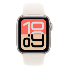 Apple Watch SE 3 (2025), 44 мм корпус из алюминия цвета «Starlight», ремешок Sport Band размера M/L цвета «Starlight»