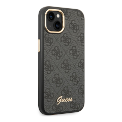 Чехол Guess для iPhone 14 CG Mobile PU 4G Script metal logo Hard (GUHCP14SHG4SHK) Черный